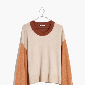 MADEWELL Colorblock Payton Pullover Sweater in Coziest Yarn SMALL